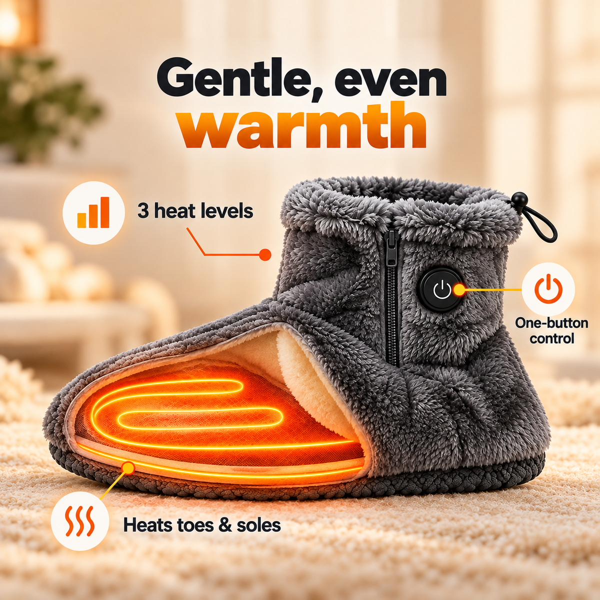Heated Plush Slipper Boots